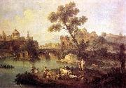 ZAIS, Giuseppe Landscape with River and Bridge oil painting artist